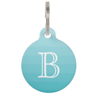 Médaillon Pour Animaux Cyan Blue Shades Monogramme initial