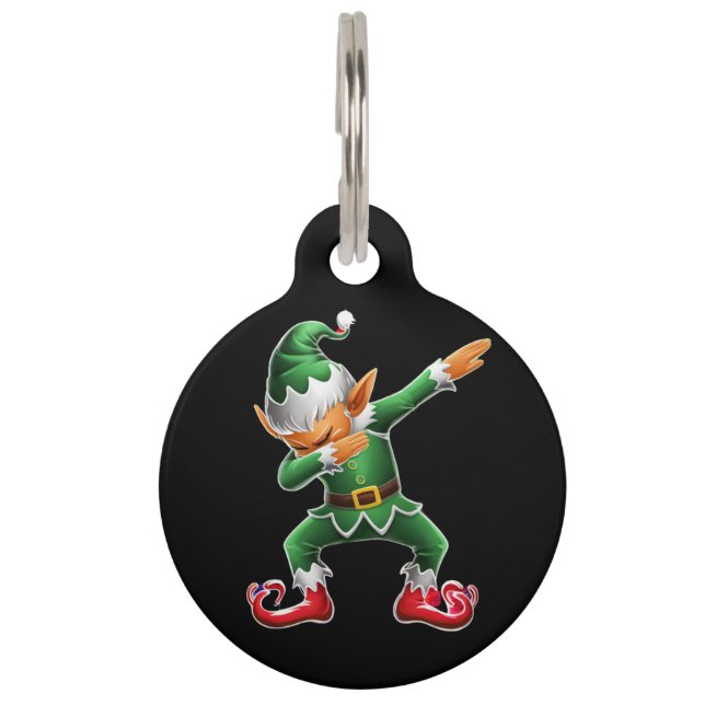 Médaillon Pour Animaux Dabbing Elf Costume de Noël Escouade Noël Noël Noë (Devant)