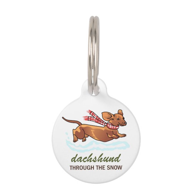 Médaillon Pour Animaux Dachshund à travers la neige (Devant)