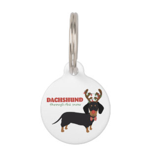 Médaillon Pour Animaux Dachshund À travers la neige mignonne Doxie Reinde