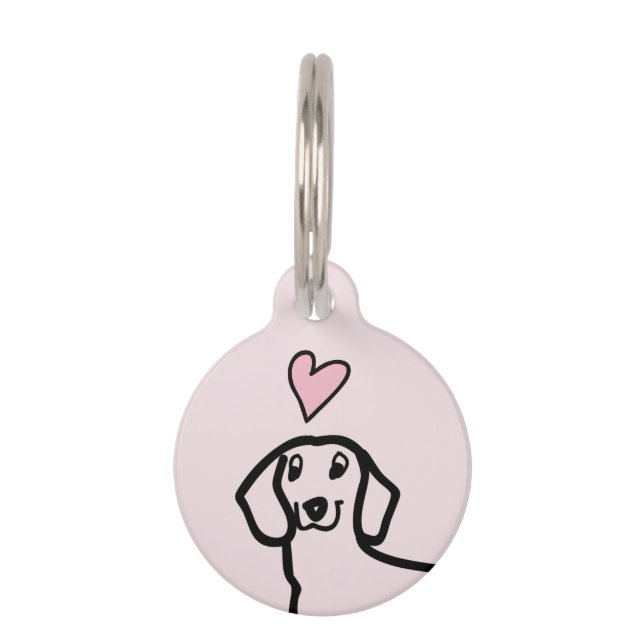Médaillon Pour Animaux Dachshund Chien Mignon Amour Nom Coeur Rose (Devant)