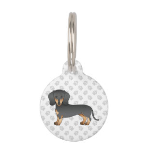 Médaillon Pour Animaux Dachshund Chien Mignon Poil Lisse Noir Et Feu