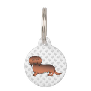 Médaillon Pour Animaux Dachshund de dessin animé à poil long rouge sablé
