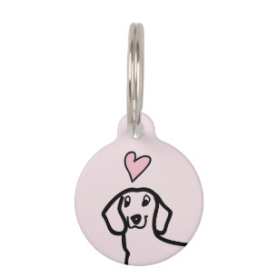 Médaillon Pour Animaux Dachshund Mignon Wiener Amour Chien Nom Coeur Rose