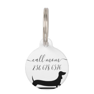 Médaillon Pour Animaux Dachshund nom de chien appel téléphonique