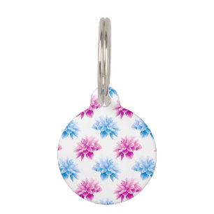 Médaillon Pour Animaux Dahlia rose, Dahlia bleu, Motif floral, Fleurs