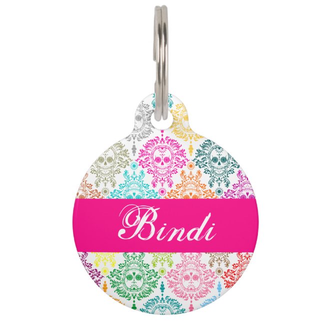 Médaillon Pour Animaux Damas mortes - Balise personnalisée pour animal de (Devant)