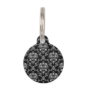 Médaillon Pour Animaux Damas noir et blanc personnalisées