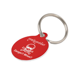 Médaillon Pour Animaux Danger ! ! Les mines ! ! SYMBOLE ☠ Cambodgien Khme