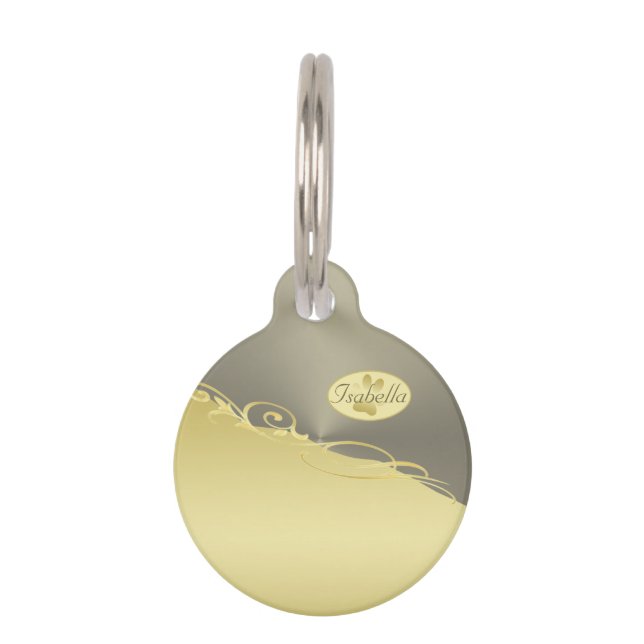 Médaillon Pour Animaux Décor de luxe sur or & argent, Monogramme (Devant)