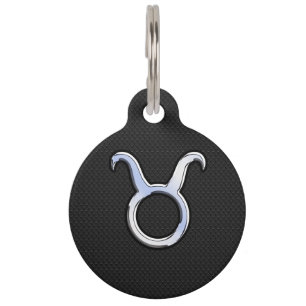 Médaillon Pour Animaux Décor de signe du zodiaque Taureau chromé