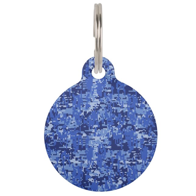 Médaillon Pour Animaux Décor de texture Camouflage bleu marine Pixels num (Devant)