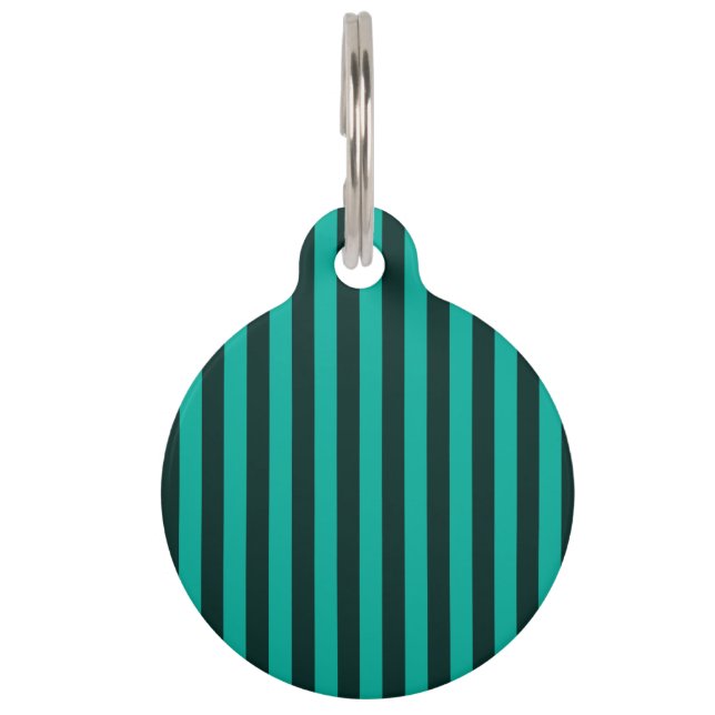 Médaillon Pour Animaux Décor Turquoise Vertical Stripes (Devant)