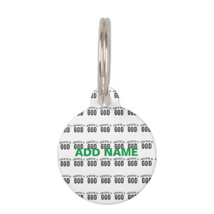 MÉDAILLON POUR ANIMAUX DÉDIÉ À DIEU COOL PERSONNALISABLE NOIR TEXTE
