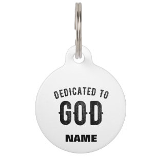 MÉDAILLON POUR ANIMAUX DÉDIÉ À DIEU COOL PERSONNALISABLE NOIR TEXTE