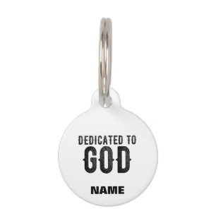 MÉDAILLON POUR ANIMAUX DÉDIÉ À DIEU PERSONNALISABLE COOL TEXTE NOIR