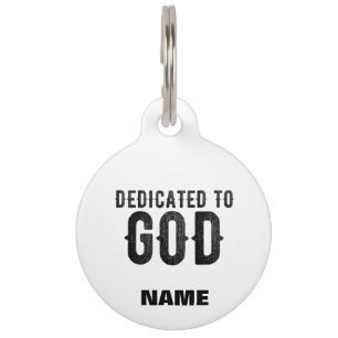 MÉDAILLON POUR ANIMAUX DÉDIÉ À DIEU PERSONNALISABLE COOL TEXTE NOIR