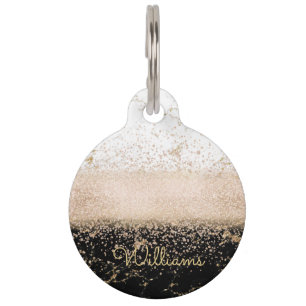 Médaillon Pour Animaux Design élégant en marbre de confetti rose en or