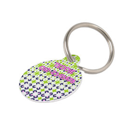 Médaillon Pour Animaux Design géométrique Abstrait vert pourpre jouable