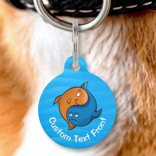 Médaillon Pour Animaux Dessin animé de poissons Yin Yang