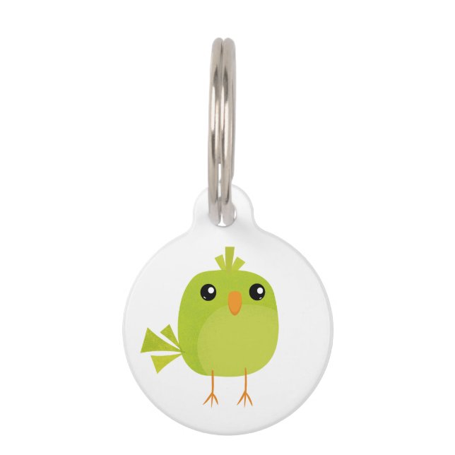 Médaillon Pour Animaux Dessin animé d'oiseau vert   (Devant)