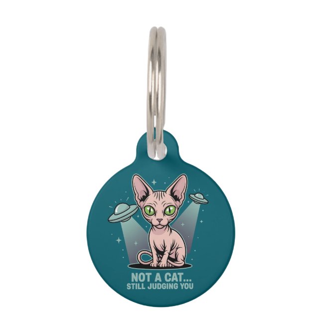 Médaillon Pour Animaux Dessin de chat Sphynx UFO Alien Humour (Devant)