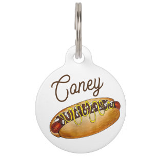 Médaillon Pour Animaux Détroit Michigan MI Coney Island Hot Dog Hotdog