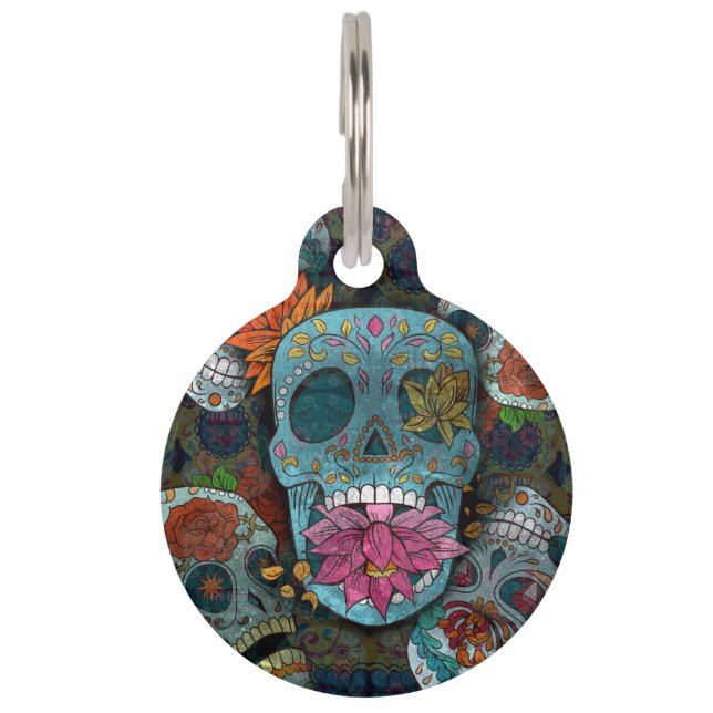 Médaillon Pour Animaux Dia De Los Muertos (Devant)