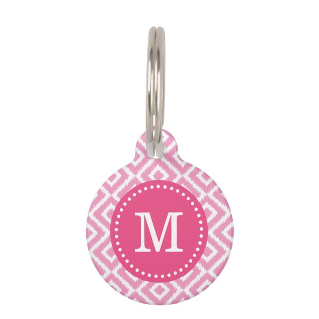 Médaillon Pour Animaux Diagramme rose Ikat (Devant)