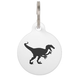 Médaillon Pour Animaux Dinosaure de velocirapeur noir - Choisir la couleu