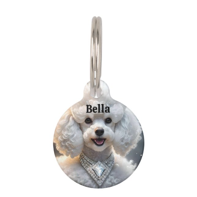 Médaillon Pour Animaux "Diva Diamant : le caniche glamour en étincelles" (Devant)