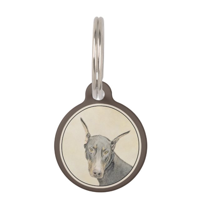 Médaillon Pour Animaux Doberman Pinscher Peinture - Art Chien original (Devant)
