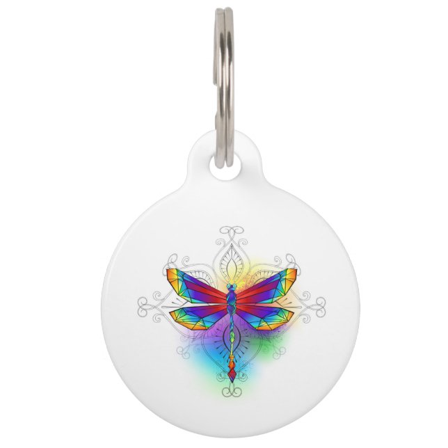 Médaillon Pour Animaux Dragonfly en arc-en-ciel (Devant)