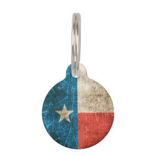 Médaillon Pour Animaux Drapeau âgé et rayé de cru du Texas