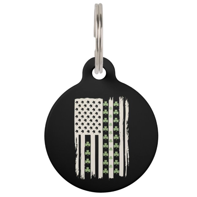 Médaillon Pour Animaux Drapeau américain avec Shamrocks pour St patrick (Devant)