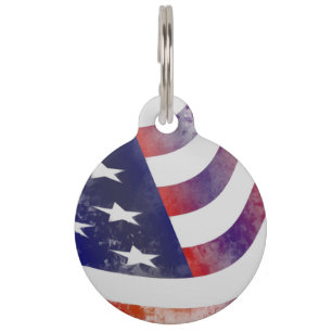 Médaillon Pour Animaux Drapeau américain Grunge