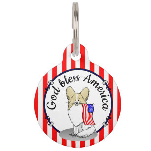 Médaillon Pour Animaux Drapeau américain patriotique Papillon USA (citron