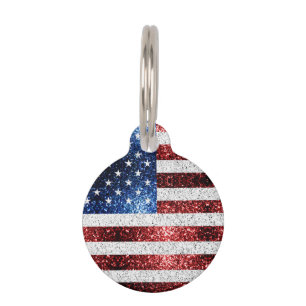 Médaillon Pour Animaux drapeau américain rouge blanc brillant parties sci
