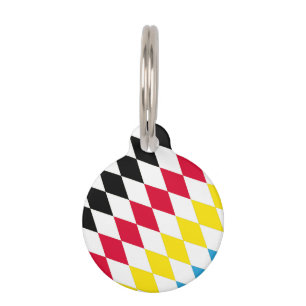 Médaillon Pour Animaux Drapeau bavarois diamant noir rouge jaune bleu mot