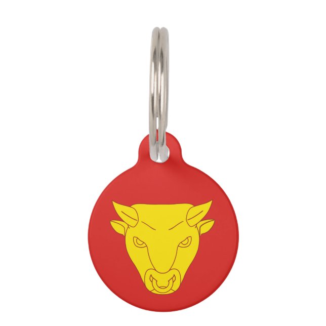 Médaillon Pour Animaux Drapeau de Birmingham, Royaume-Uni, tête de taurea (Devant)