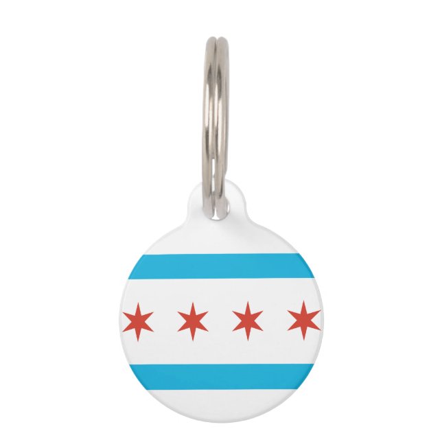 Médaillon Pour Animaux Drapeau de Chicago (Dos)