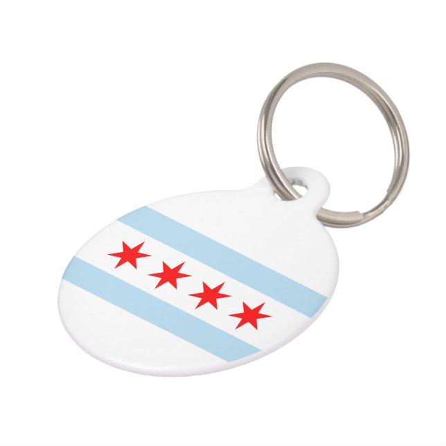 Médaillon Pour Animaux Drapeau de Chicago (Côté )