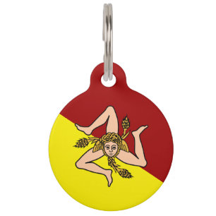 Médaillon Pour Animaux Drapeau de la Sicile (Région d'Italie)