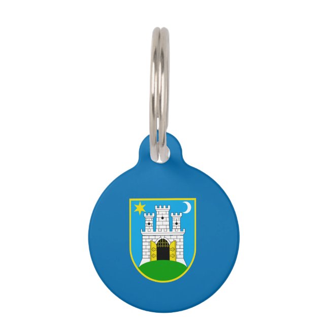 Médaillon Pour Animaux Drapeau de Zagreb, Croatie (Devant)