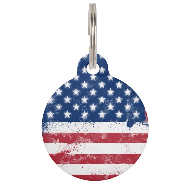 Médaillon Pour Animaux Drapeau des États-Unis (Devant)