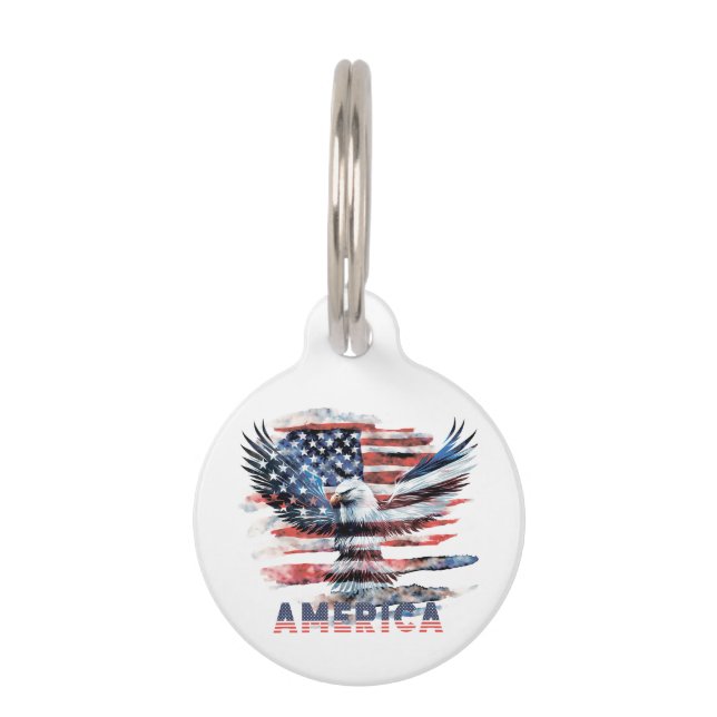 Médaillon Pour Animaux Drapeau des États-Unis. Amérique (Devant)