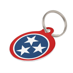 Médaillon Pour Animaux Drapeau d'état du Tennessee Bleu Blancs étoiles