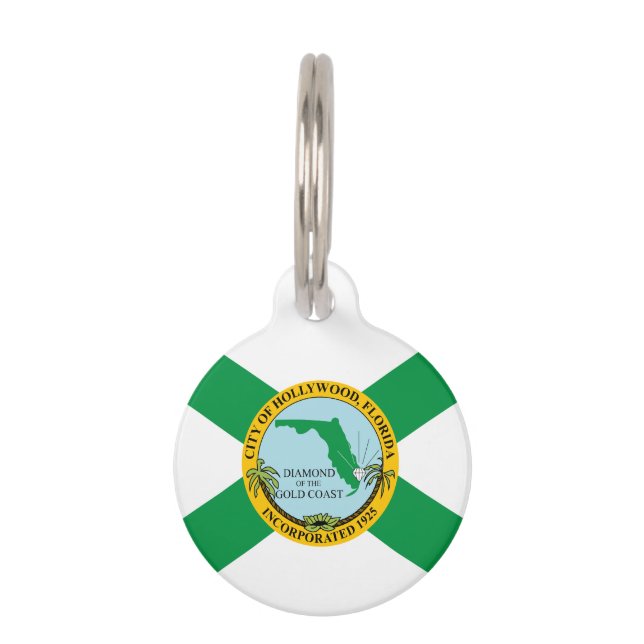 Médaillon Pour Animaux Drapeau d'Hollywood, Floride (Devant)