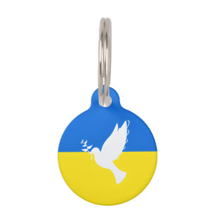 Médaillon Pour Animaux Drapeau d'Ukraine - Dove of Peace - Freedom - Peac