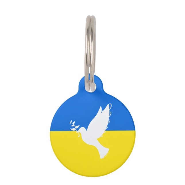 Médaillon Pour Animaux Drapeau d'Ukraine - Dove of Peace - Freedom - Peac (Devant)